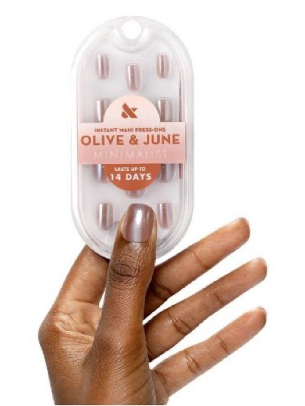 Olive & June Press-On Nails XS Squoval Taupe Jelly Chrome New Sealed